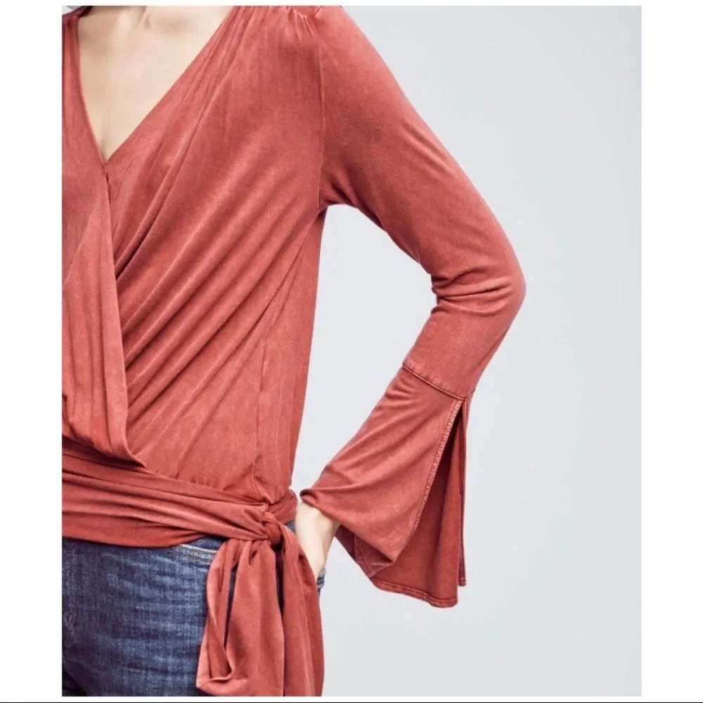 Anthropologie Burgundy Wrapped Pullover M - Picture 6 of 8